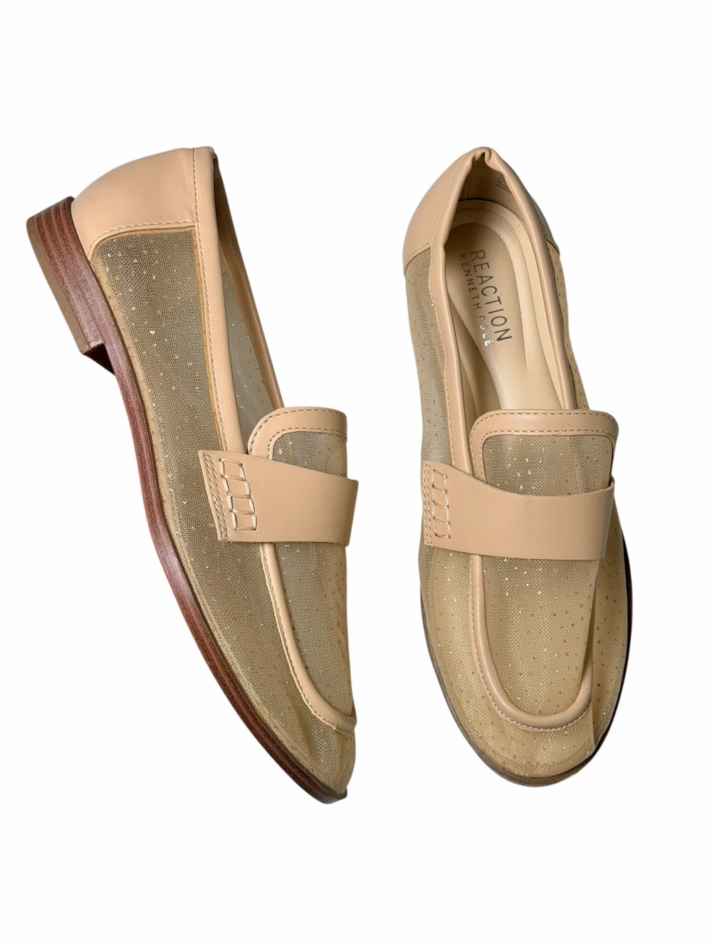 Kenneth Cole Reaction Women's Great Penny Loafer Almond Sparkle Mesh Size 8